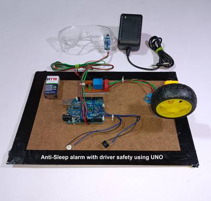 PROJECT HUB - FOR INNOVATIVE BHARAT Anti-Sleep alarm with driver safety using UNO Educational Electronic Hobby Kit