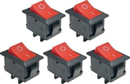 celestial Electronics 2 Pin Rocker Switch (Kcd1-B101 6A 250V) Red Color (Pack Of 5) Electronic Components Electronic Hobby Kit
