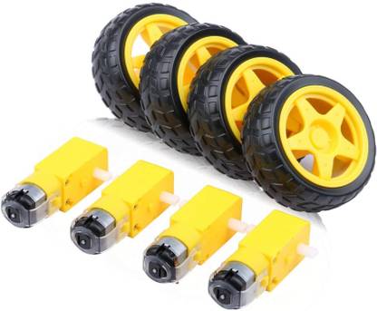 ELECTROSYS BO Motor Dual Shaft & Wheels Robot Gear Motor for Arduino, Black & Yellow, Pack4 Electronic Components Electronic Hobby Kit