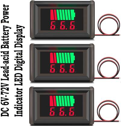 SG Flash PACK OF 3 Car Battery Charge Level Indicator (12V-72V) LED Display Voltmeter Electronic Components Electronic Hobby Kit