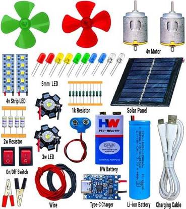 SYMFONIA Solar Panel, DC Motor, Light, Battery & Other Experimental Science Project Kit Solar and Fuel Cell Electronic Hobby Kit