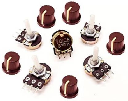 ERHIndia 5 pcs 47k Volume Control With Knob , Audio equipment Electronic Components Electronic Hobby Kit