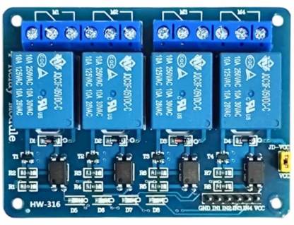 robocraze 4 Channel 5V Relay Board Electronic Components Electronic Hobby Kit