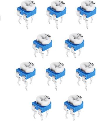 Technical hut 10 Pieces 10K ohm Variable Resistor - Trimpot Preset (RM065 Package) Educational Electronic Hobby Kit