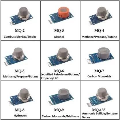 Tayal MQ-2 MQ-3 MQ-4 MQ-5 MQ-6 MQ-7 MQ-8 MQ-9 MQ-135 Gas Detection Alarm Sensor Electronic Components Electronic Hobby Kit
