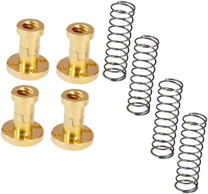 INVENTO 4Pcs T8 anti backlash nut Pitch 2mm spring Lead 8mm Brass Tr8round Flange Single Automotive Electronic Hobby Kit