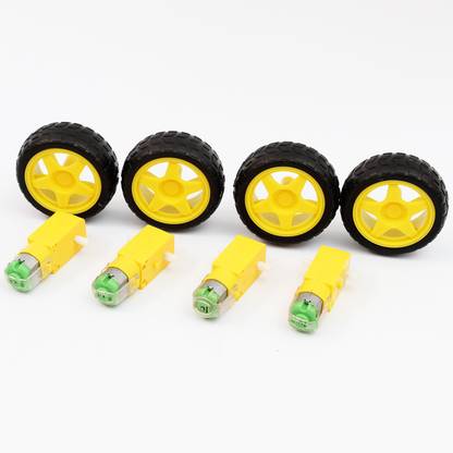 Robotbanao DC BO Motor Dual Shaft Smart Plastic Car Robot Gear for Arduino with Wheel, 4pc Electronic Components Electronic Hobby Kit