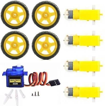 SRX DC Dual Shaft BO Motor For Smart Car With 65 mm Rubber Wheels & SG90 Servo Motor Motor Control Electronic Hobby Kit
