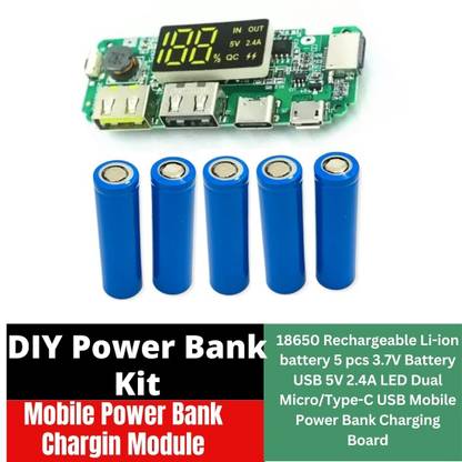 Spire DIY POWER BANK MODULE KIT Charging Module Dual USB 5V 2.4A Type-C 2000 mAh 1C Electronic Components Electronic Hobby Kit
