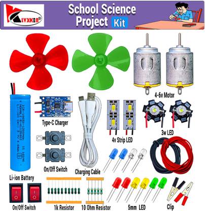 KLVXKEN School Science Project DC Motor kit For Student (46 items) Electronic Components Electronic Hobby Kit
