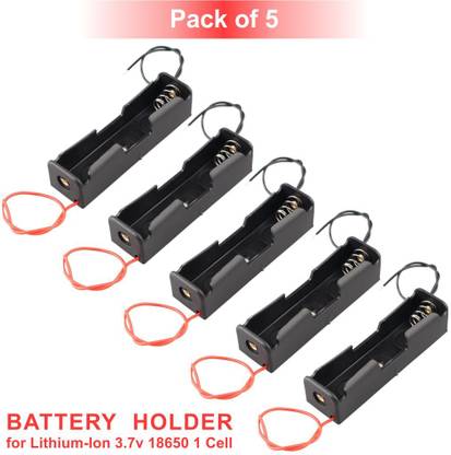 Scienticy 3.7v 18650 Single Cell Lithium-Ion Battery Holder with Wire Leads (Pack of 5) Power Supply Electronic Hobby Kit