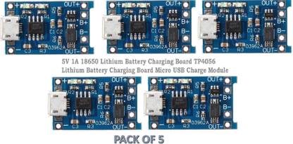Republic TP4056 Micro USB 5V 1A 18650 Lithium Battery Charger Module Charging Board With Protection (Pack of 5) Micro Controller Board Electronic Hobby Kit