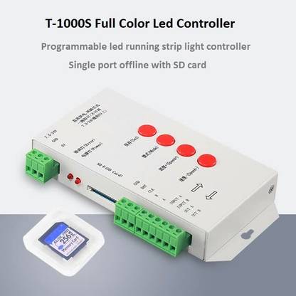 BALRAMA T-1000S DC5-24v Programmable Pixel Controller RGB LED Strip Light with SD Card 30 A Step Dimmer
