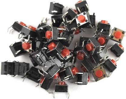SAMAES 50 pics 4 Pin 6x6x5mm Micro Push Button Switch, 5mm Base to Head Height Electronic Components Electronic Hobby Kit