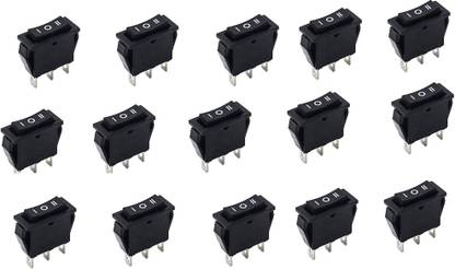 WHO Rectangle Black Rocker Switch 3 Position DC 12V ON-OFF Electronic Components Electronic Hobby Kit