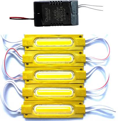 Wetrix (5-Pieces) Yellow DC 12V 2 Watt Capsule Shape LED Module + DC 12 Volt Adapter Light Electronic Hobby Kit