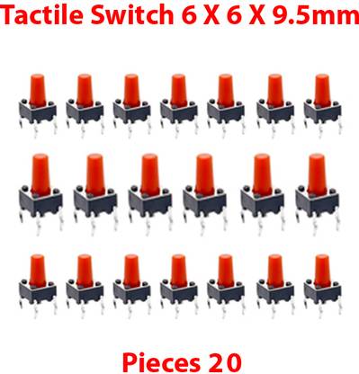 ELPH 20 Pcs momentry Tactile Switch Micro Push to ON button (6x6x9.5mm) Micro Switch Electronic Components Electronic Hobby Kit
