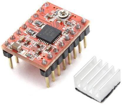 anil electronics store A4988 STEPPER MOTOR DRIVER WITH HEATSINK (Red) Electronic Components Electronic Hobby Kit