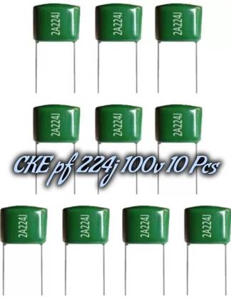 CKE 0.22uf (224J/100V) 2A Polyester Capacitor of Indian Capacitor (Pack of 10) Pcs Electronic Components Electronic Hobby Kit