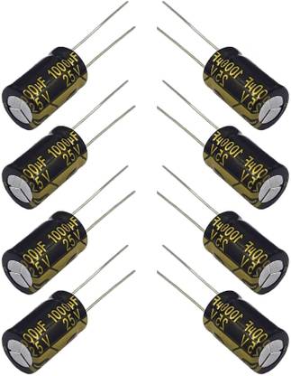 ELPH 50 Pieces 1000uf 25V Electrolytic Capacitor 1000 Micro Farad 25 Volt Condenser Electronic Components Electronic Hobby Kit