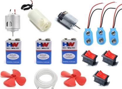 TZZOT Dc Motor with Propeller/9v Battery/Toy motor/Mini Water Pump /Science Project Educational Electronic Hobby Kit