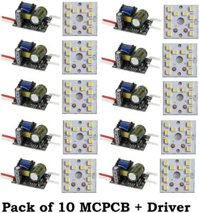 Asha Enterprises ( PACK OF 10-10 ) 9 WATT MCPCB DRIVER LED BULB RAW MATERIAL LIGHT Light Electronic Hobby Kit