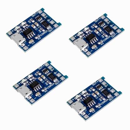 Republic TP4056 Micro USB 5V 1A 18650 Lithium Battery Charger Module Charging Board With Protection (Pack of 4) Micro Controller Board Electronic Hobby Kit