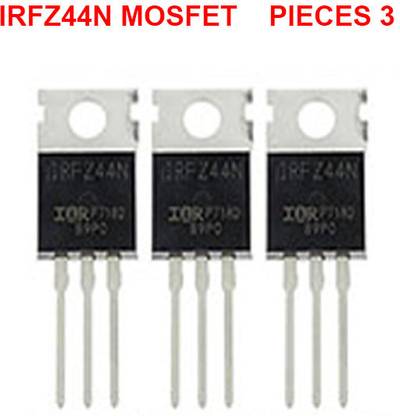 ELPH 3 Pieces N-Channel IRFZ44N MOSFET Transistor ESD Rated TO-220 49A 55V 3 Pin Electronic Components Electronic Hobby Kit