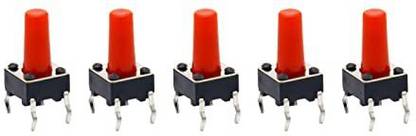 Electronic Spices 6 X 6 X 10mm Red Color Tactile Momentary Push Button Switch Pack of 20pcs Electronic Components Electronic Hobby Kit