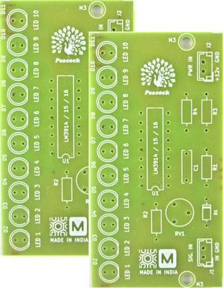 FaithElectro LM3914 LM3915 10 LED Sound Level indicator Board - PCB only - Pack of 2 Electronic Components Electronic Hobby Kit
