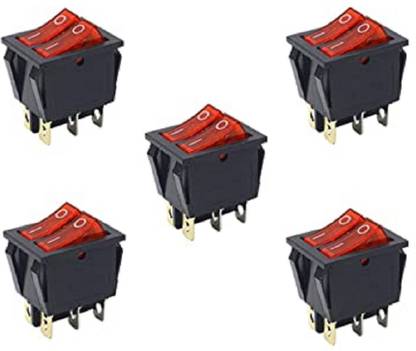 WHO Double Rocker Switch SPST ON-OFF 6 Terminals With Red indicator 16A Electronic Components Electronic Hobby Kit