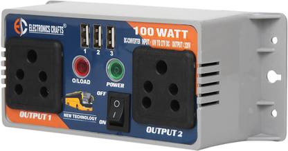 Electronics Crafts 24 volt to 220 volt dc to ac converter with 3 usb and overload protection Car Inverter