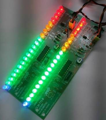SAI ROBOTIC LM3915 Stereo Audio Level Indicator Ready Module Sound Audio Spectrum Analyzer = 2 Pcs ( For Stereo mode ) DC6V-12V 10 Segment ( 21 L.E.D. – 12 Green, 4 Yellow, 4 Red, 1 Blue ) with Report Display Lights Electronic Hobby Kit