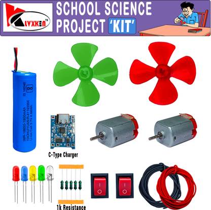 KLVXKEN DC Motor School Science Project Kit & Lithium Battery With Charger(20 Items) Electronic Components Electronic Hobby Kit