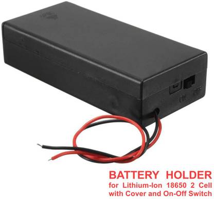 Scienticy Battery Holder for Lithium-Ion 18650 2 Cell with Cover and On-Off Switch Power Supply Electronic Hobby Kit