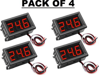 SG Flash PACK OF 4 DC(4.5V-30V) for Electromobility Vehicles; Red Display Voltmeter Electronic Components Electronic Hobby Kit