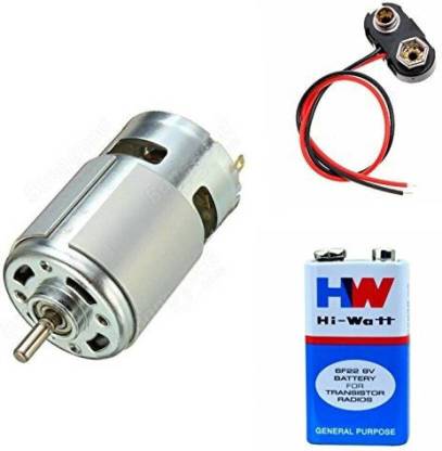 samest 12V DC Motor Multipurpose Brushed Motor with 9V BATTERY AND 1 SNAP CONNECTOR Motor Control Electronic Hobby Kit