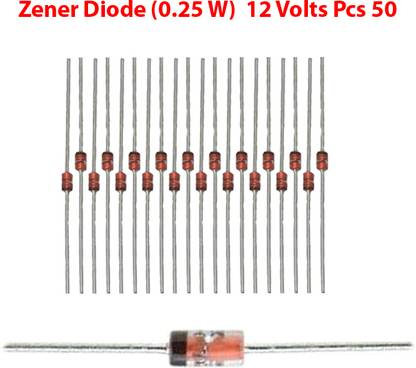 ELPH Zener Diode 12 Volts 1/4 Watt pieces 50 Electronic Components Electronic Hobby Kit