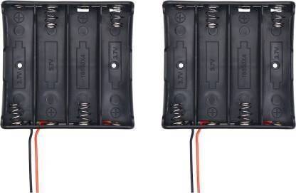 SYMFONIA 2PCS 4 cell 18650 3.7V BATTERY 4 SLOTS BATTERY HOLDER BOX WITH WIRE LEADS Electronic Components Electronic Hobby Kit