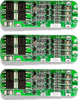 Universal Hub 3PCS 3S 20AMP CELL BMS 18650 Lithium Battery Protection Board (3S, 20A, 12.6V) Electronic Components Electronic Hobby Kit