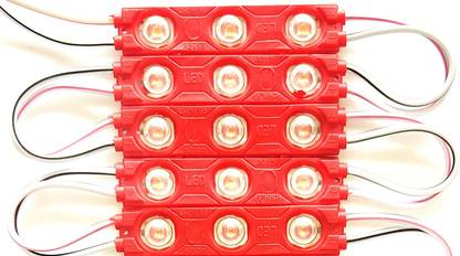 Wetrix 5 Pieces (RED) DC 12V 1.5 Watt 3 LED Optical Lens Module Strip Light Electronic Hobby Kit