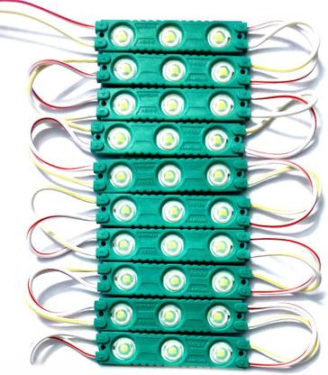 Wizzo 10 Pieces {GREEN} 12Volt 1.5 Watt DC Optical Lens 3 LED Module Lamp Decoration Light Electronic Hobby Kit