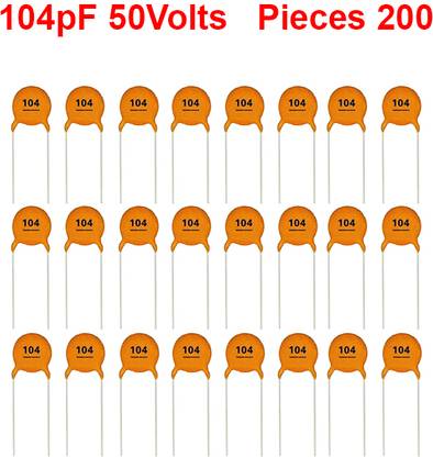 ELPH 200 Pcs 104 pF 50Volts Ceramic Disc Capacitor 0.1 uF Electronic Components Electronic Hobby Kit