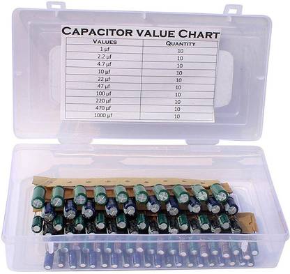 AVS COMPONENTS Capacitor Kit 100Pcs 10 Value Aluminium Electrolytic Capacitor KIT Electronic Components Electronic Hobby Kit