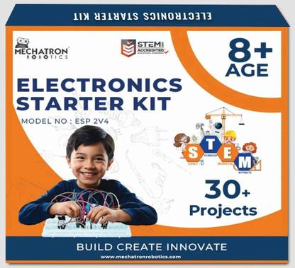 Mechatron Robotics 30+ DIY Electronics STEM Basic Project Kit (ESP2V4) for Age 8+ with FREE Course Electronic Components Electronic Hobby Kit
