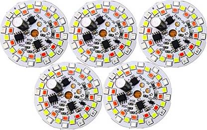 DIYtronics 5 Pc Multicolor 7 in 1 DOB Direct On Board Multi Color LED Bulb Raw Material PCB Electronic Components Electronic Hobby Kit