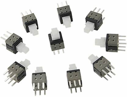 NexElectronic 6 Pin DPDT Self-Lock Push Switch (Pack of 10) Electronic Components Electronic Hobby Kit