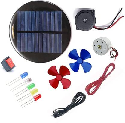 Prowans 5v Solar Panel, 3-6V Motor,Rocker Switch, Wire, Buzzer, 5 Colour Led, Fan Blades Electronic Components Electronic Hobby Kit