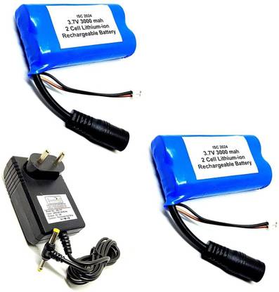 INVENTO 2Pcs 3.7V 3000mAh Polymer Lithium ion Li-ion Battery 2 Cell with 5V 2A Adaptor Automotive Electronic Hobby Kit