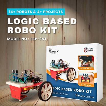 Mechatron Robotics 15+ DIY Logic Based (No Code) Robotics Kit (ESP3V1) for Age 9+ with FREE Course Educational Electronic Hobby Kit